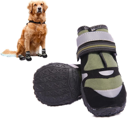Adorepaw & Large Dog Shoes for Hot Pavement with Anti-Slip Sole and Reflective Straps, Dog Boots & Paw Protectors with Waterproof Materials, Perfect for Outdoor Walking ( 4Pcs/Set ) Animals & Pet Supplies > Pet Supplies > Dog Supplies > Dog Apparel Lepai 8#(length 3.34 inches * width 2.75 inches)  