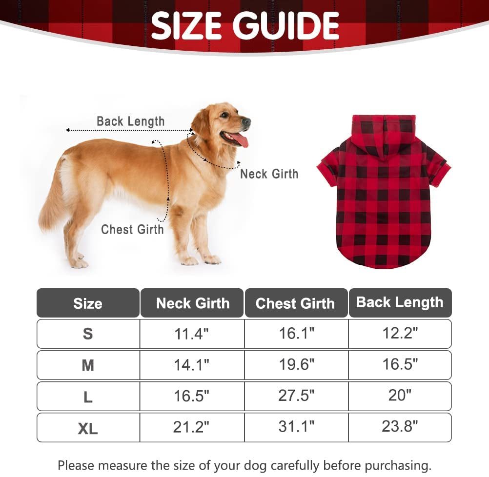 EXPAWLORER Plaid Dog Hoodie Pet Clothes - Warm Soft Dog Sweater with Windproof Hood, Dog Pajamas Sweatshirt, Fall Winter Jacket Coat for Small to Large Dogs, Ideal Gifts for Birthday Animals & Pet Supplies > Pet Supplies > Dog Supplies > Dog Apparel EXPAWLORER   