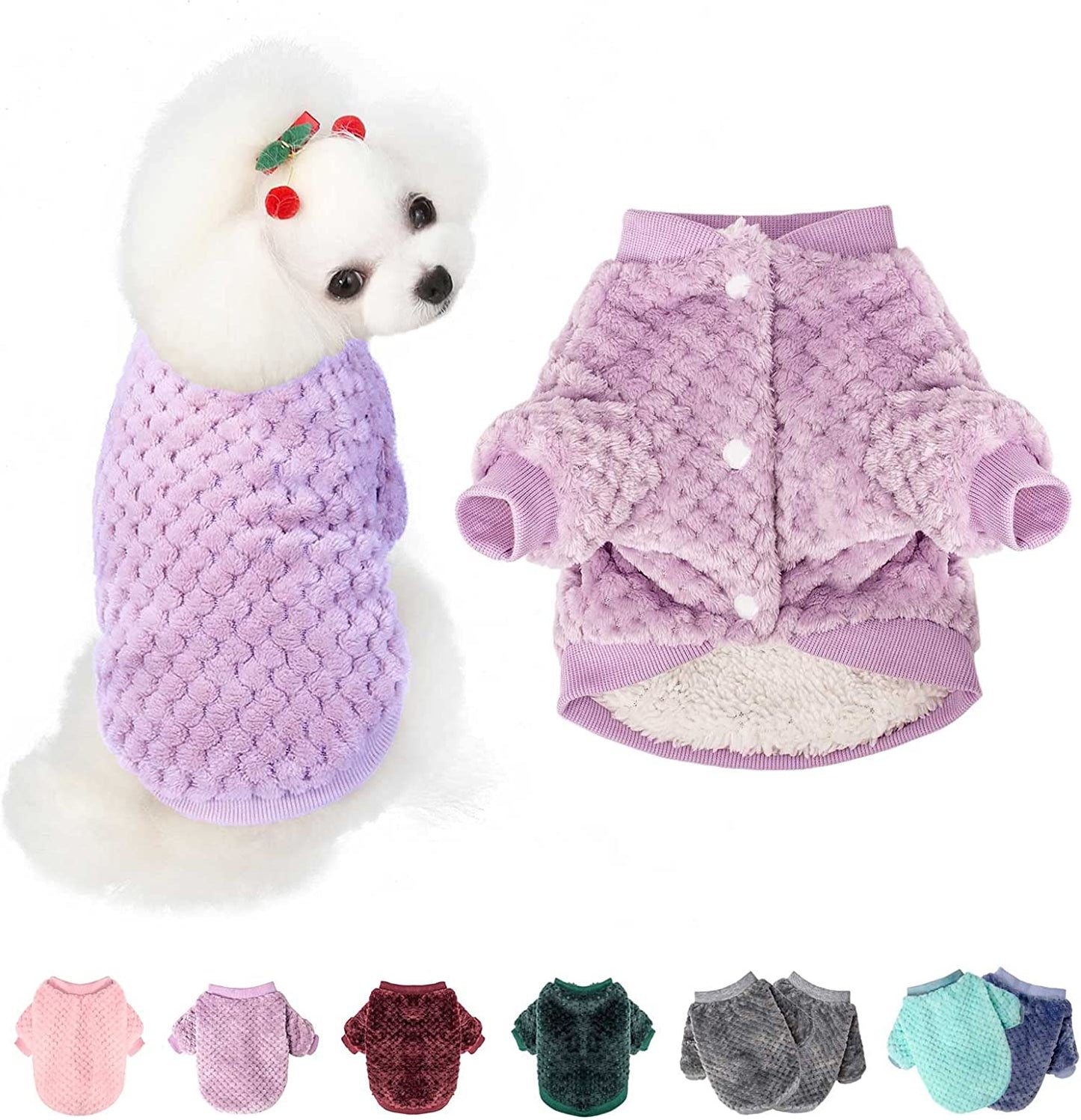 Dog Sweater, Dog Coat for Small Medium Dog or Cat, Warm Soft Flannel Pet Jacket for Puppy, Dogs Girl or Boy, Dog Cold Weather Coats Vest for Winter Christmas (Small, Pink) Animals & Pet Supplies > Pet Supplies > Dog Supplies > Dog Apparel POMIU Purple Medium 