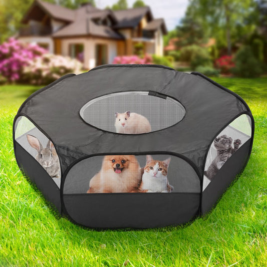 Pet Playpen for Small Animals, Number-One Portable Small Animal Pet Playpen with Cover Foldable Pet Cage Tent Breathable Transparent Pop up Pet Fence for Guinea Pig, Rabbits, Hamsters, Chinchillas Hed Animals & Pet Supplies > Pet Supplies > Dog Supplies > Dog Kennels & Runs Number-one   
