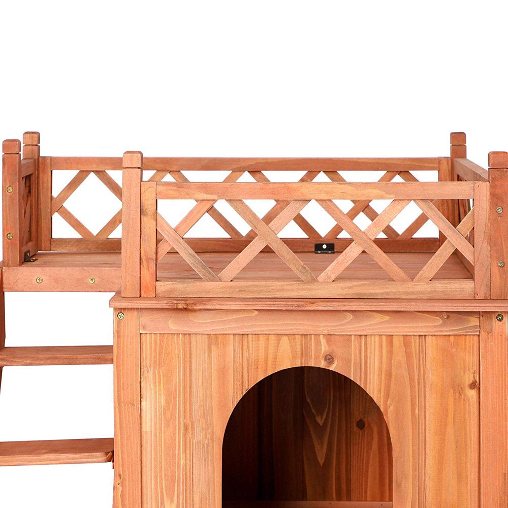 Karmas Product Dog House Weather Resistant Wooden Kennel with Balcony and Stairs for Small Pets Animals & Pet Supplies > Pet Supplies > Dog Supplies > Dog Houses KARMAS PRODUCT   