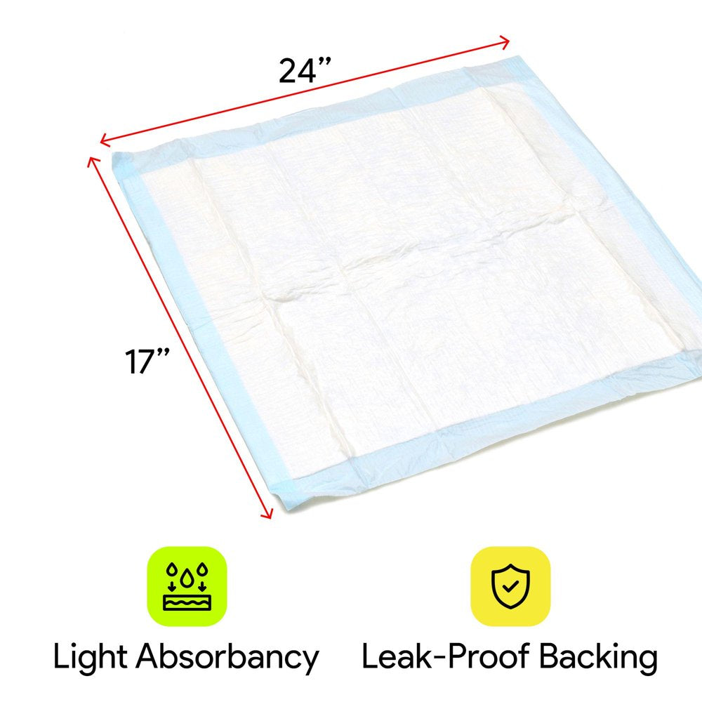 Proheal Disposable Light Absorbent Underpads (300 Pack) 17" X 24" Incontinence Chux Bed Pads Animals & Pet Supplies > Pet Supplies > Dog Supplies > Dog Diaper Pads & Liners ProHeal   