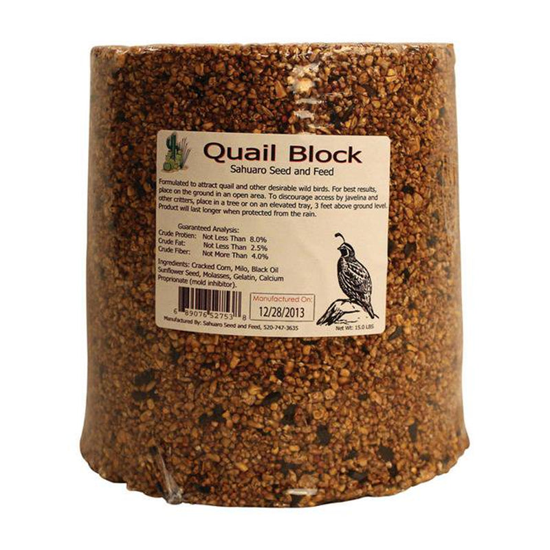 Sahuaro Seed 8293508 Quail Bird Food Block for Corn&#44; 15 Lbs Animals & Pet Supplies > Pet Supplies > Bird Supplies > Bird Food SAHUARO SEED   