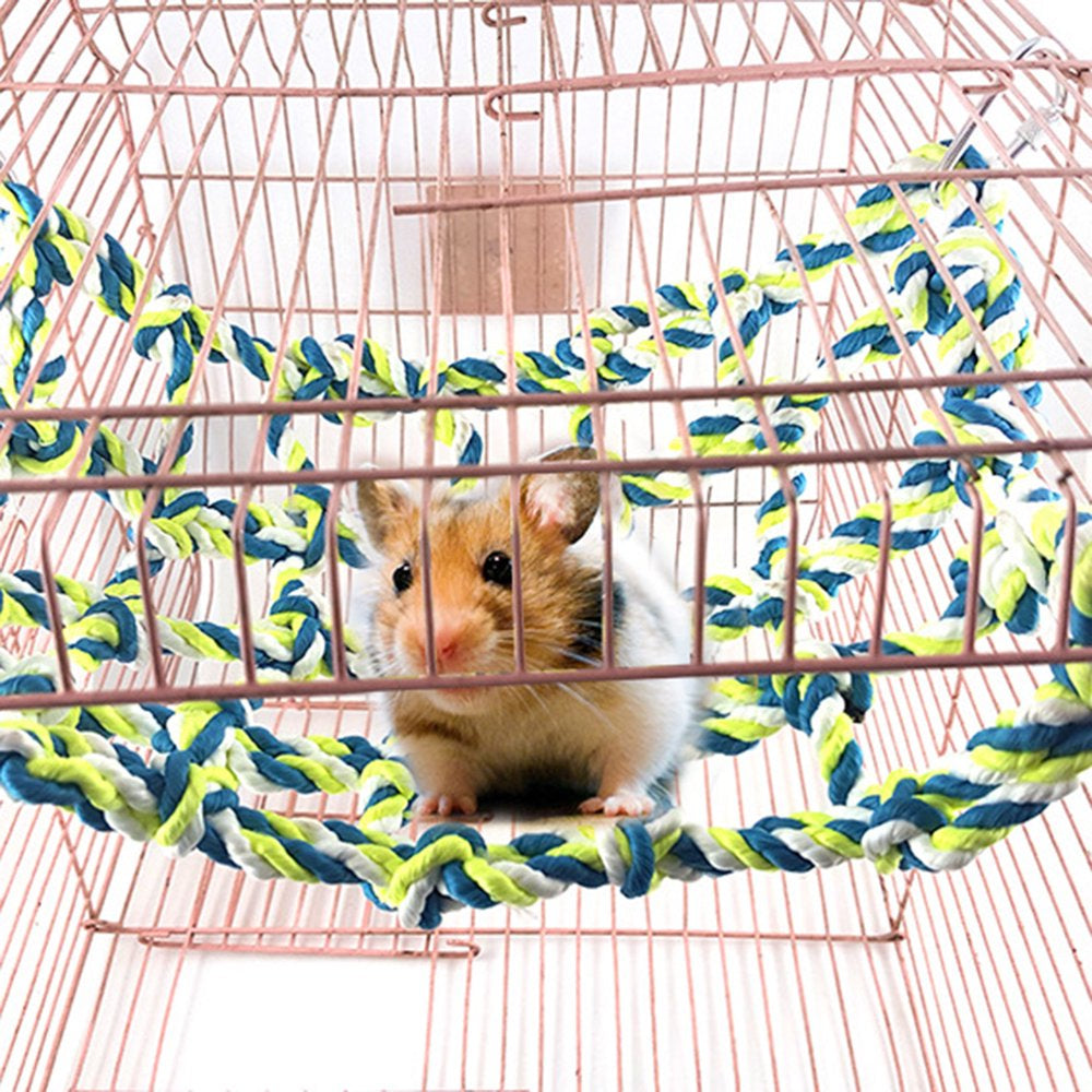 Funny Net Hammock Pet Cage Toy Rope Climbing Net Ladder Creative Play Gym Toy Pendant for Parrot Birds (Green Size S)