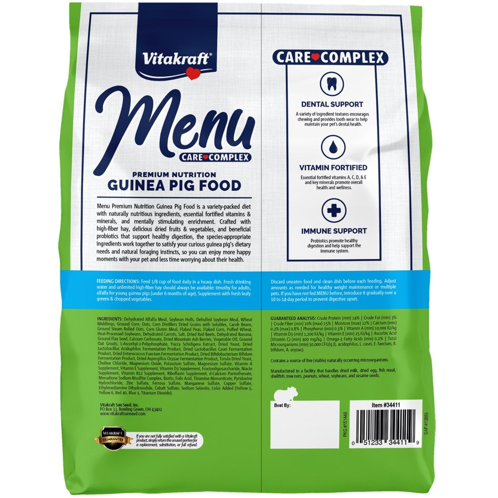 Vitakfraft Menu Premium Guinea Pig Food - Alfalfa Pellets Blend - Vitamin and Mineral Fortified Animals & Pet Supplies > Pet Supplies > Small Animal Supplies > Small Animal Food Vitakraft Sun Seed   