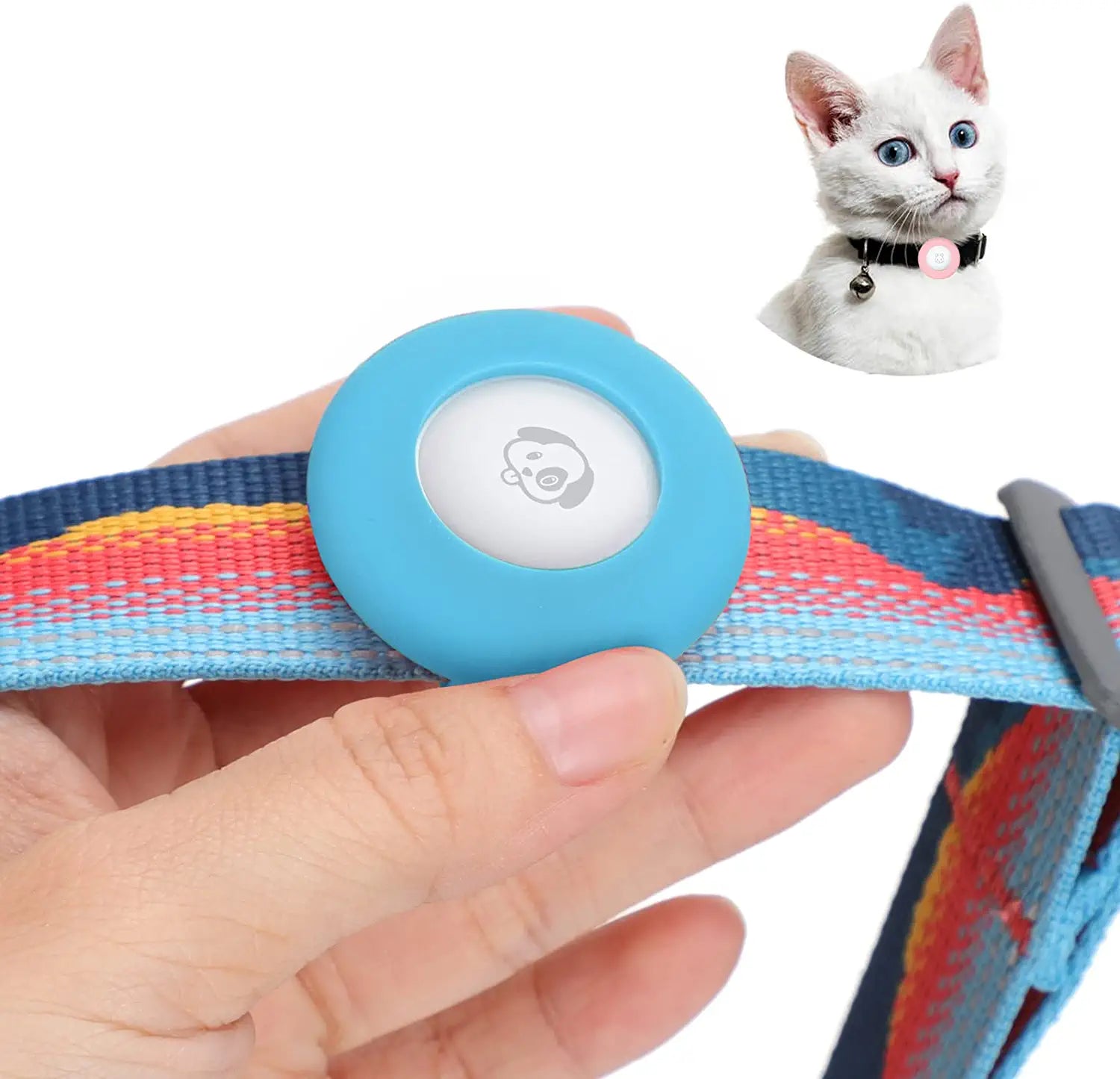 Airtag Dog Collar Holder Silicone Pet Collar Case for Apple Airtags, Anti-Lost Air Tag Holder Compatible with Small Wide Cat Dog Collars (Large:For Dog Collar 0.8-1.1 Inch, Black) Electronics > GPS Accessories > GPS Cases PANZZDA Blue - Glow in the dark Small:for cat collar 0.4-0.6 inch 