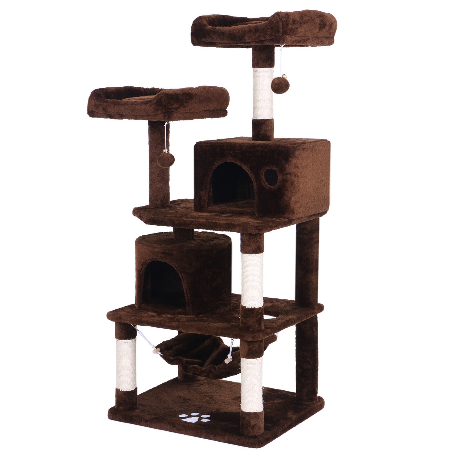 BEWISHOME Cat Tree Condo Furniture Kitten Activity Tower Pet Kitty Play House with Scratching Posts Perches Hammock MMJ01 Animals & Pet Supplies > Pet Supplies > Cat Supplies > Cat Furniture BEWISHOME Brown  