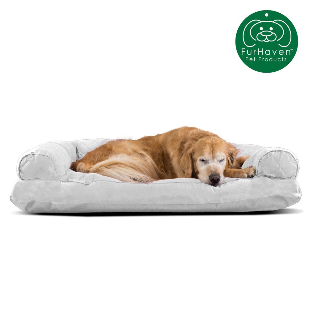 Furhaven Pet Products | Quilted Pillow Sofa Pet Bed for Dogs & Cats, Wine Red, Jumbo Animals & Pet Supplies > Pet Supplies > Cat Supplies > Cat Beds FurHaven Pet Products Jumbo Silver Gray 