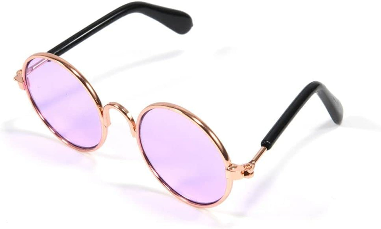 Round Pet Cat Glasses Lovely Sunglasses for Little Dog Cat Eye-Wear Reflection Glasses Photos Props Pet Supplies(Pink) Animals & Pet Supplies > Pet Supplies > Dog Supplies > Dog Apparel Houchu purple  