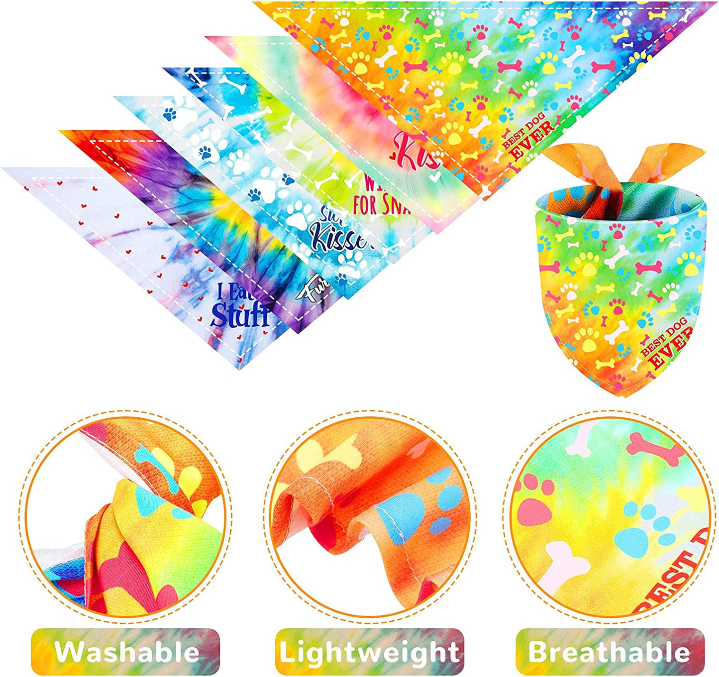 6 Pieces Tie Dye Dog Bandana Rainbow Pet Triangle Scarf Colorful Dog Costume Adjustable Reversible Pet Triangle Bibs Washable Dog Kerchief Puppy Neckerchief for Pet Dog Cat Daily Wear Birthday Party Animals & Pet Supplies > Pet Supplies > Dog Supplies > Dog Apparel Weewooday   