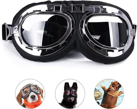 Tylu Dog Goggles Dog Sunglasses Eye Protection Steampunk Motorcycle Glasses with Elastic Adjustable Strap UV Protection Dustproof for Medium Large Breed Outdoor Driving Cycling Skiing Animals & Pet Supplies > Pet Supplies > Dog Supplies > Dog Apparel Tylu   