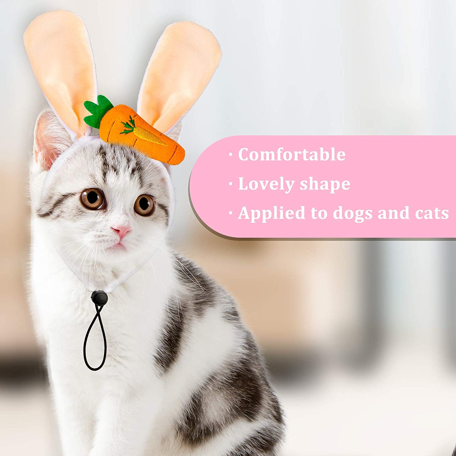 Whaline Easter Dog Headbands Easter Bunny Rabbit Ear Headwear Cute Carrot Hair Band Adjustable Pet Easter Party Costume Accessories for Dog Cat Puppy, 3Pcs Animals & Pet Supplies > Pet Supplies > Dog Supplies > Dog Apparel Whaline   