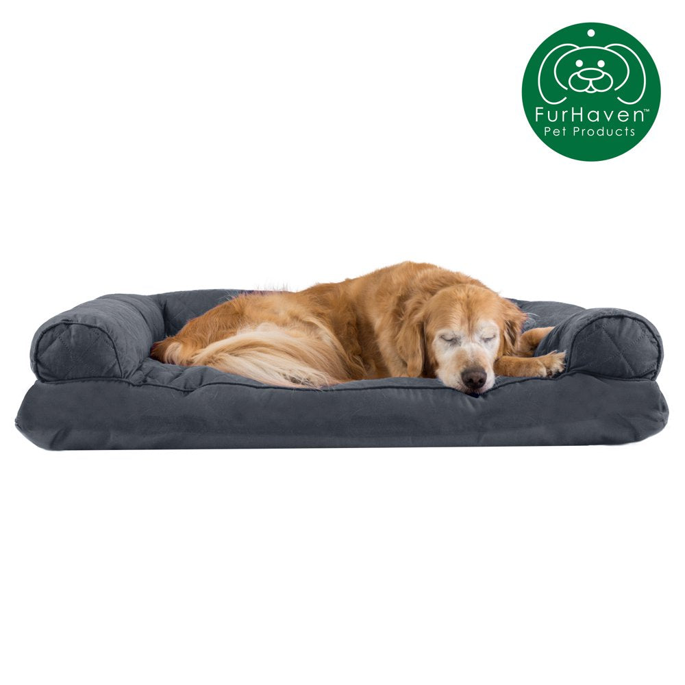 Furhaven Pet Products | Quilted Pillow Sofa Pet Bed for Dogs & Cats, Wine Red, Jumbo Animals & Pet Supplies > Pet Supplies > Cat Supplies > Cat Beds FurHaven Pet Products Jumbo Iron Gray 