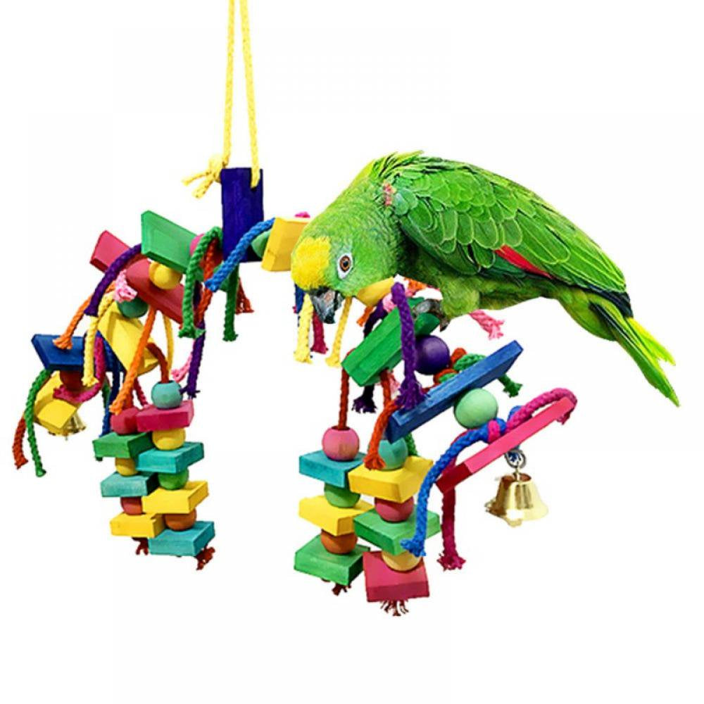 LEMETOW 1X Pet Bird Parrot Cages Hang Toy Wood Large Rope Cave Ladder Bell Chew Bit Game Animals & Pet Supplies > Pet Supplies > Bird Supplies > Bird Toys NA   