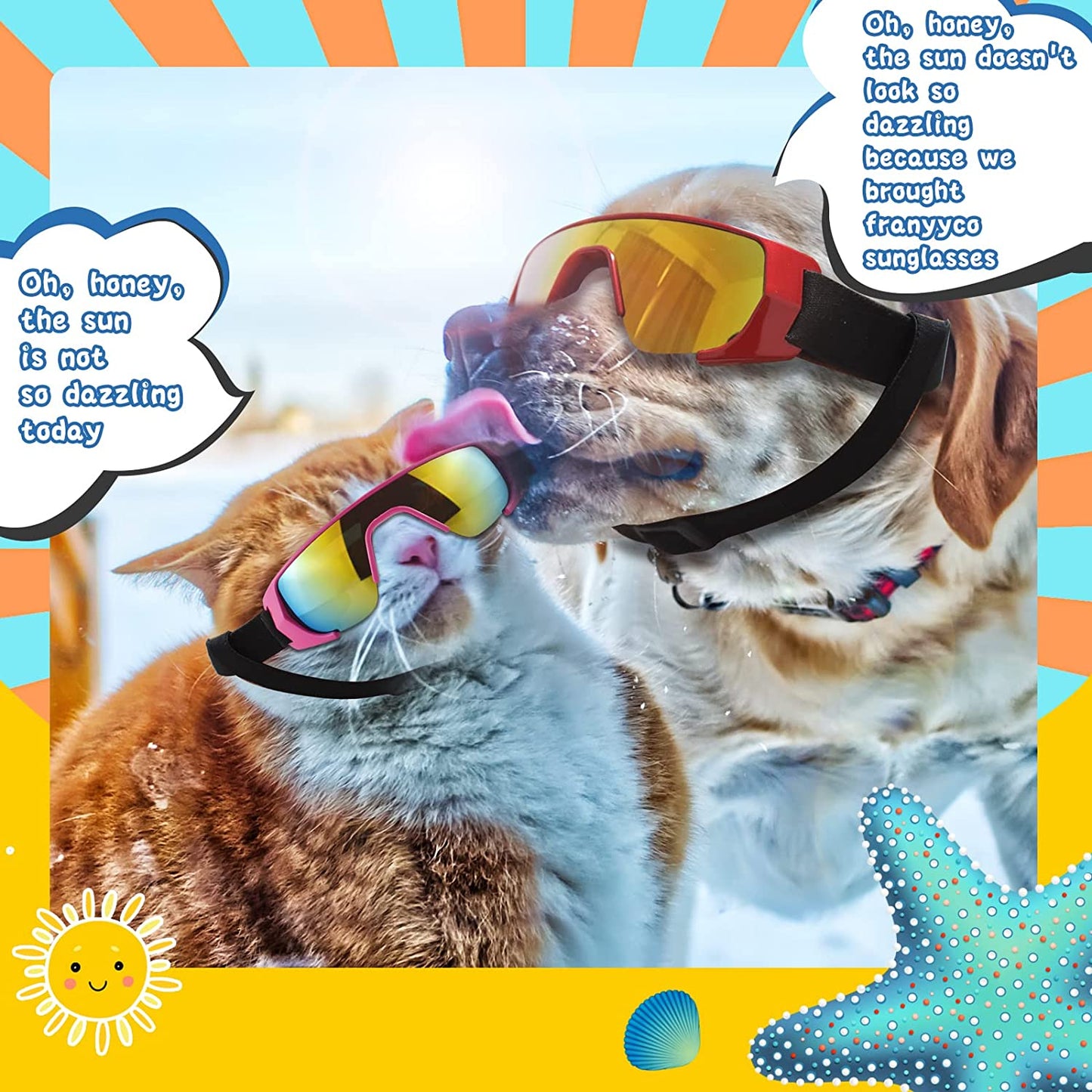 Franyyco Small Dog Sunglasses UV Protective Glasses with Adjustable Straps, UV400 Certified, High Density Foam Frame, Goggles Windproof Dustproof Anti-Fog Glasses Animals & Pet Supplies > Pet Supplies > Dog Supplies > Dog Apparel FranyyCo   