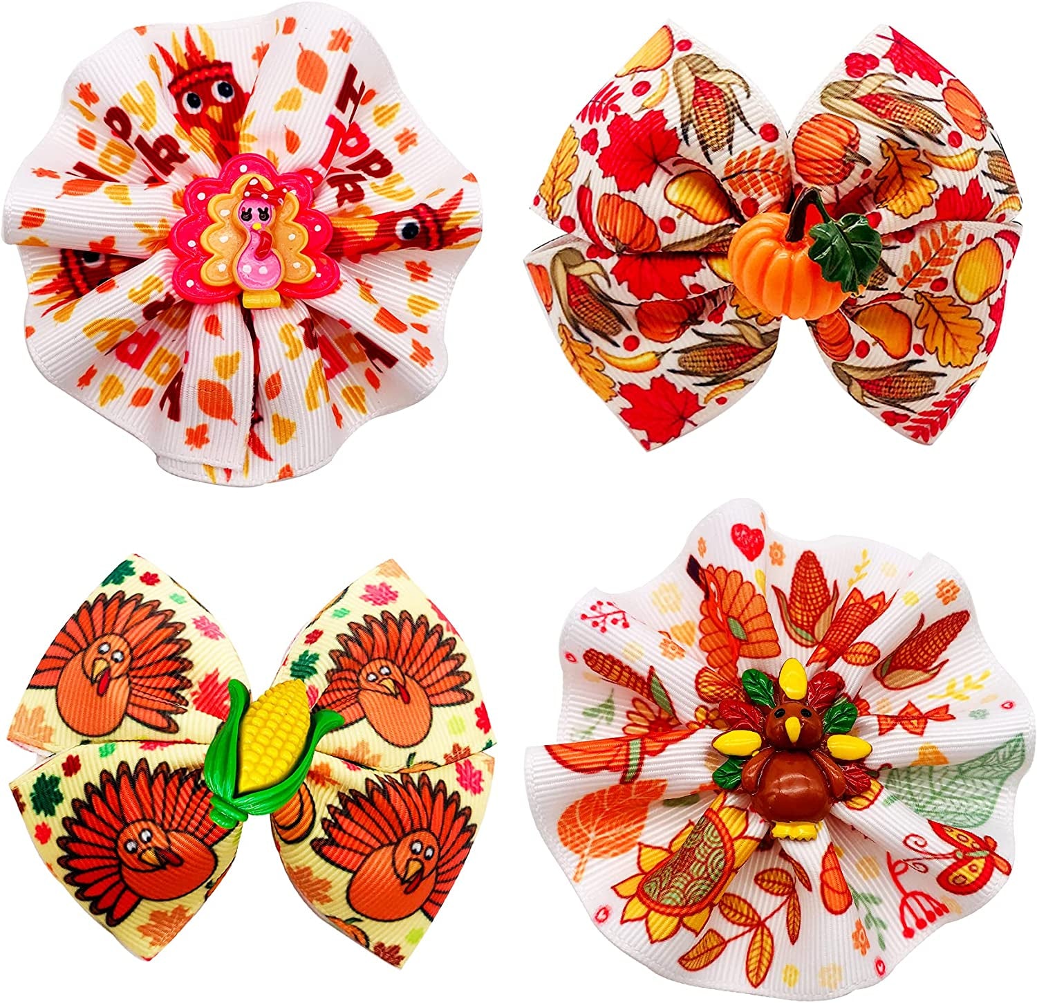 PET SHOW 4Pcs Halloween Small Dogs Collar Flowers and Bowties Charms for Cats Rabbits Slides on Puppies Medium Dog Collars Attachment Flower Bows Accessories Grooming Costumes Animals & Pet Supplies > Pet Supplies > Dog Supplies > Dog Apparel Bysitshow Thanksgiving Day  