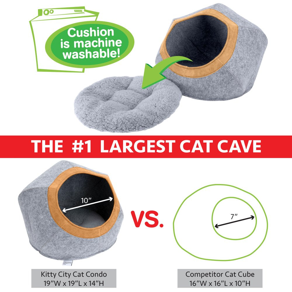 Kitty City Large Faux Leather Trimmed Felt Cat Cave, Felt Bed, Felt Lounge, Cat/Kitten Animals & Pet Supplies > Pet Supplies > Cat Supplies > Cat Beds Sport Pet   