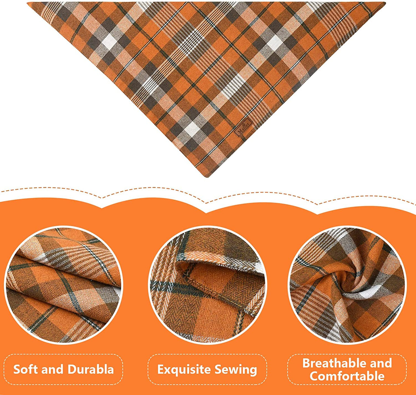 Malier 2 Pack Fall Dog Bandana Halloween Thanksgiving Plaid Dog Bandanas, Holiday Pet Reversible Scarf Bibs Accessories Costumes for Small Medium Large Dogs and Cats Animals & Pet Supplies > Pet Supplies > Dog Supplies > Dog Apparel Malier   