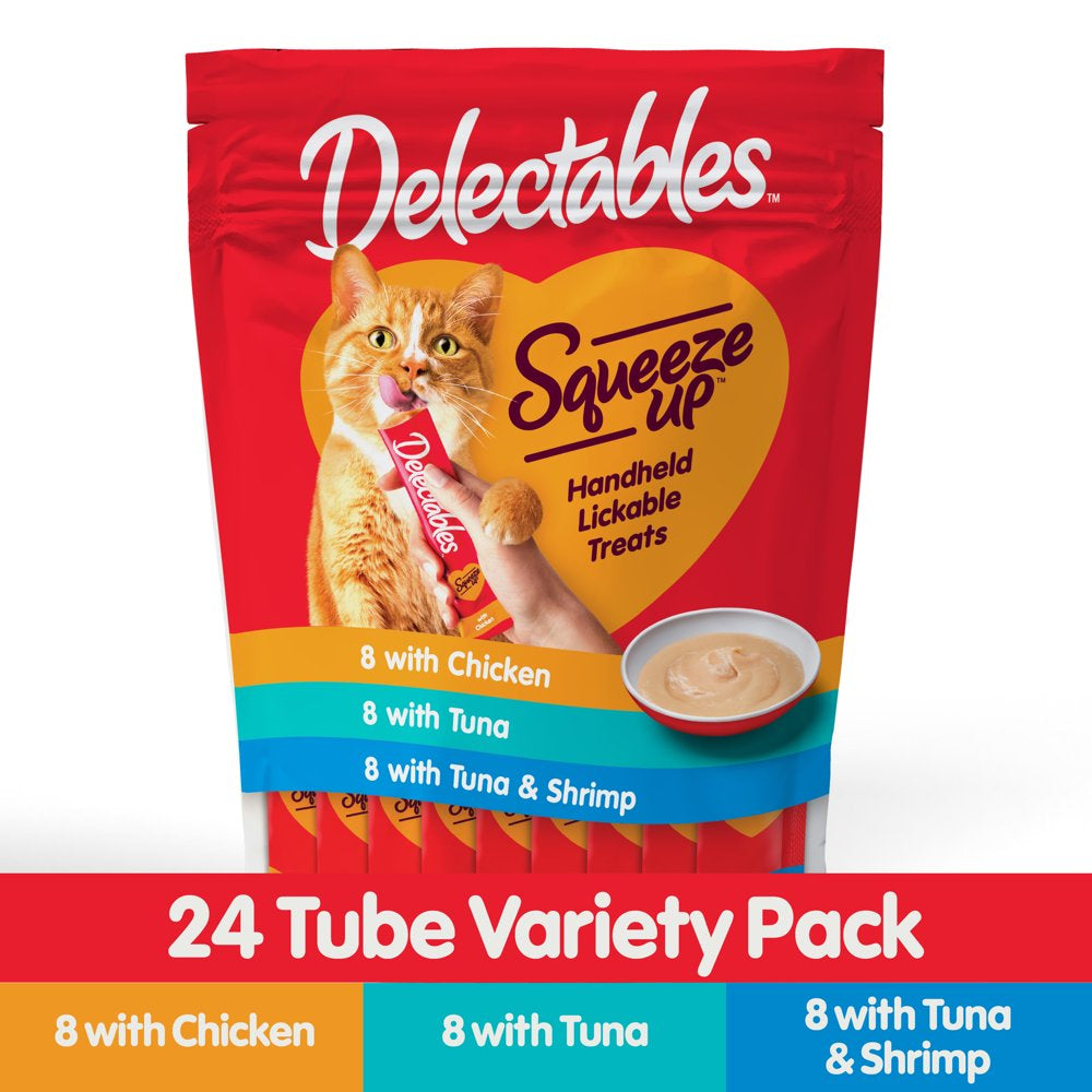 Hartz Delectables Squeeze up Variety Pack Interactive Lickable Wet Cat Treat, 0.5Oz (24 Count) Animals & Pet Supplies > Pet Supplies > Cat Supplies > Cat Treats Hartz Mountain Corp   