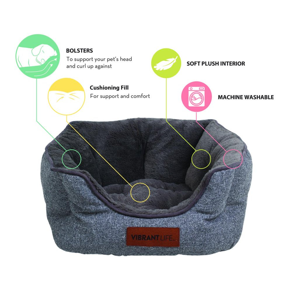 Vibrant Life Small High Wall Cuddler-Style Dog & Cat Bed, Gray Animals & Pet Supplies > Pet Supplies > Cat Supplies > Cat Beds PM&J LLC   