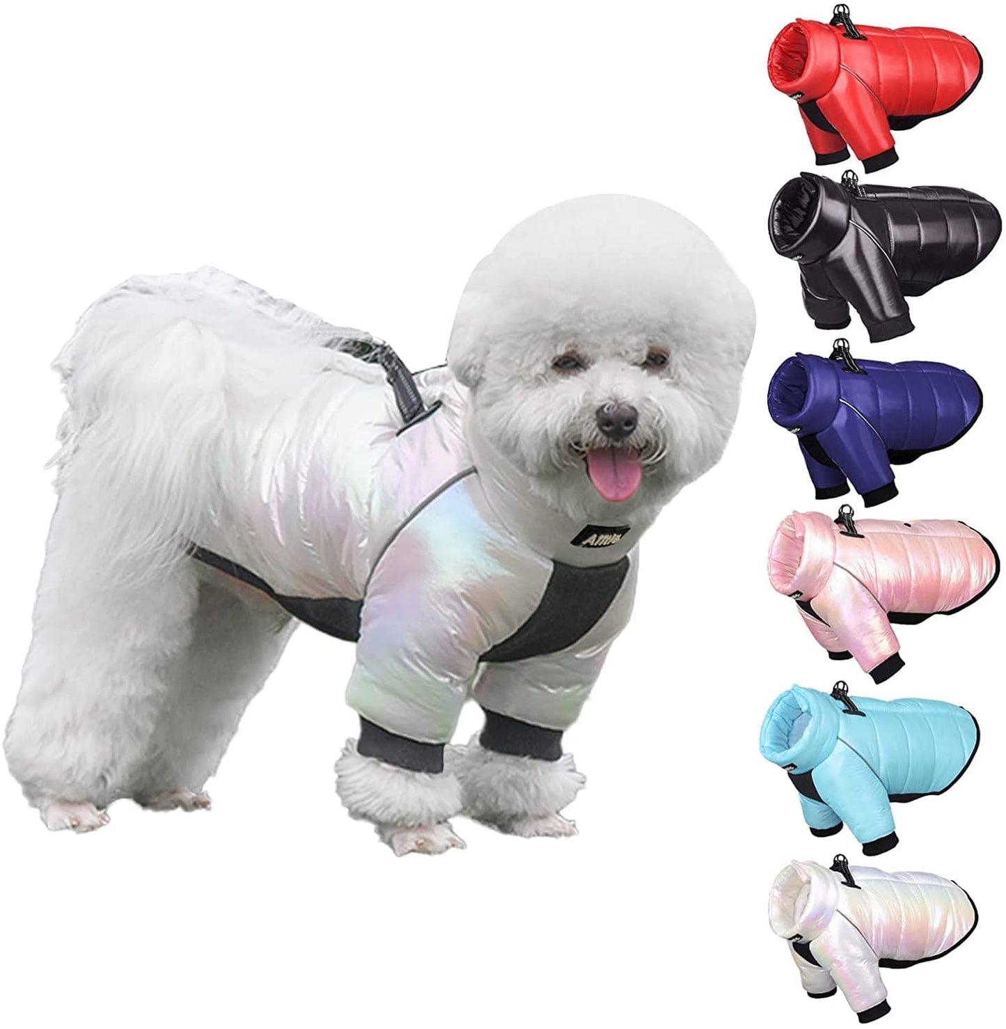 AIITLE Dog Warm Winter Jacket - Bronzing Waterproof Fabric Dog Coat - Dual D Ring Collar Design Dog Winter Coat - Cold Weather Dog Apparel for Small Medium Large Dogs Navy Blue L Animals & Pet Supplies > Pet Supplies > Dog Supplies > Dog Apparel AIITLE White XL 