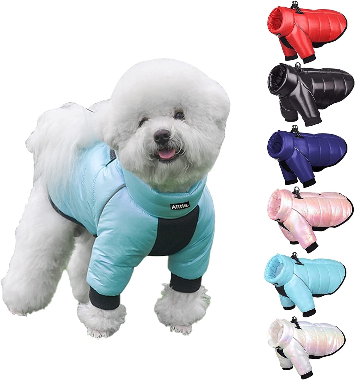 AIITLE Dog Warm Winter Jacket - Bronzing Waterproof Fabric Dog Coat - Dual D Ring Collar Design Dog Winter Coat - Cold Weather Dog Apparel for Small Medium Large Dogs Navy Blue L Animals & Pet Supplies > Pet Supplies > Dog Supplies > Dog Apparel AIITLE Light Blue 3XL 