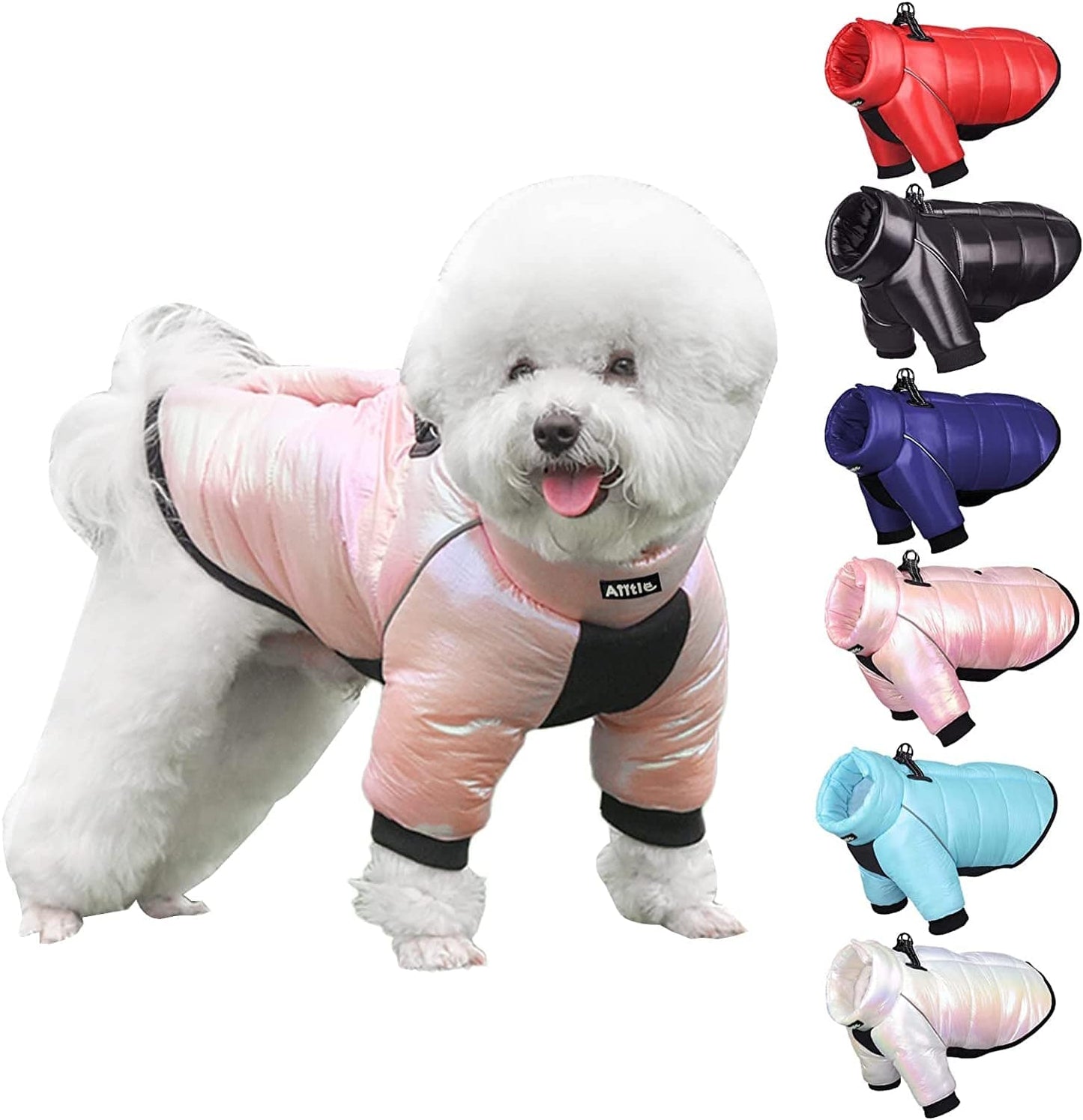 AIITLE Dog Warm Winter Jacket - Bronzing Waterproof Fabric Dog Coat - Dual D Ring Collar Design Dog Winter Coat - Cold Weather Dog Apparel for Small Medium Large Dogs Navy Blue L Animals & Pet Supplies > Pet Supplies > Dog Supplies > Dog Apparel AIITLE Pink 3XL 