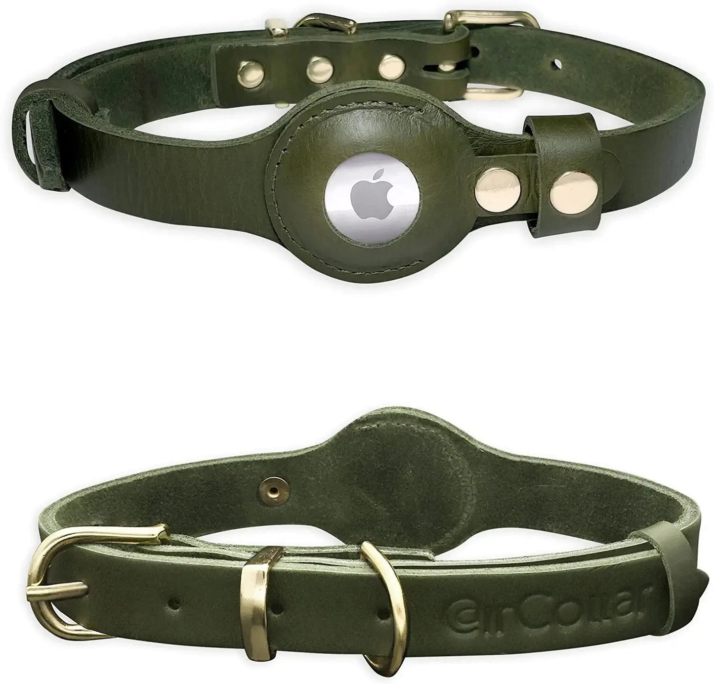 Aircollar Apple Airtag Natural Leather Pet Collar, Compatible with Apple Airtag 2021, Durable Leather (L: 0.9” Wide for 18.7” - 25.6” Neck, Honey Brown) Electronics > GPS Accessories > GPS Cases AirCollar Olive Green M: 0.8” Wide for 15.4” - 20.5” Neck 