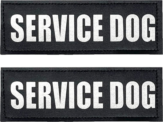 Albcorp Reflective Service Dog Patches with Hook Backing for Service Animal Vests /Harnesses Large (6 X 2) Inch