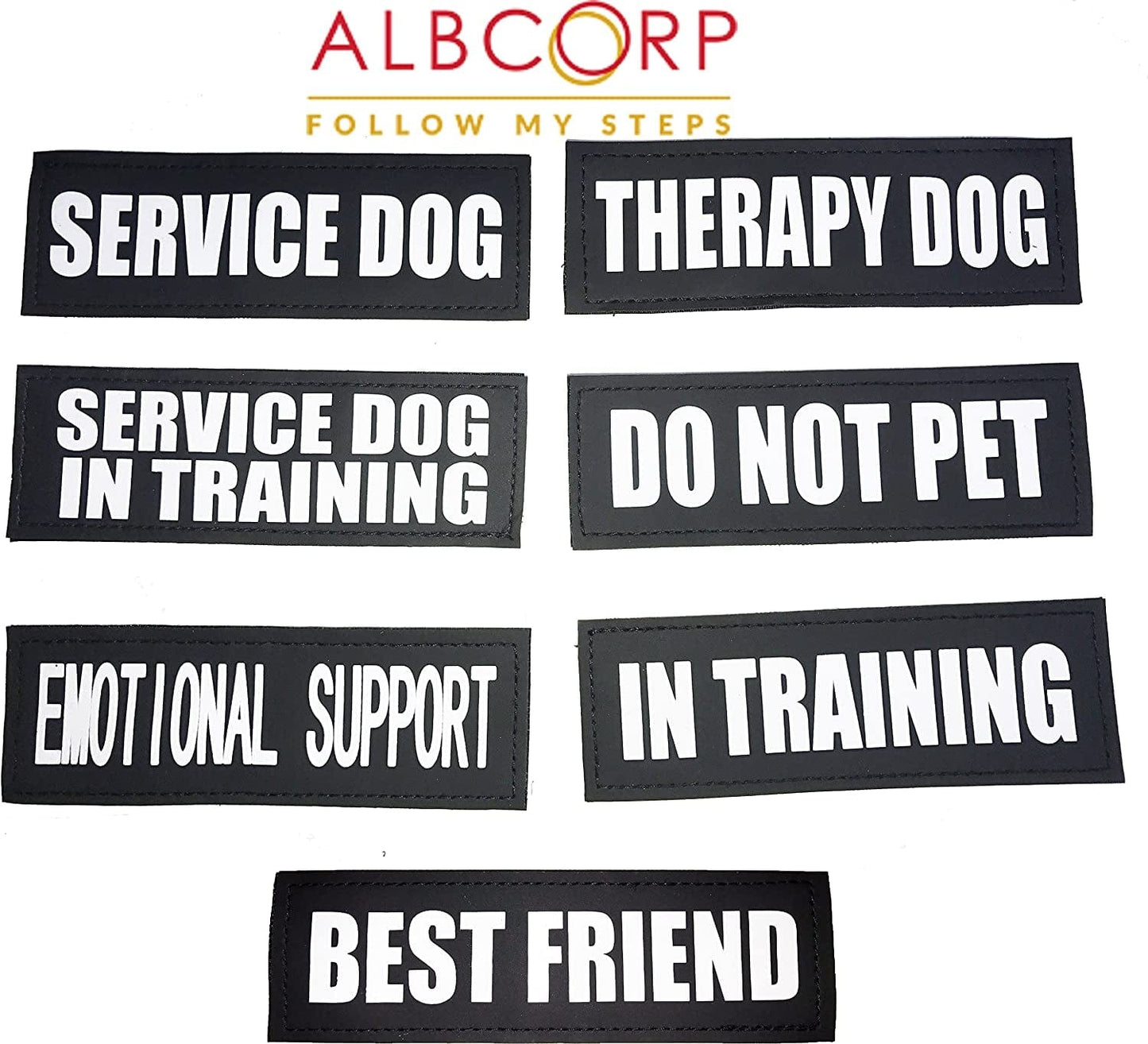 Albcorp Reflective Service Dog Patches with Hook Backing for Service Animal Vests /Harnesses Large (6 X 2) Inch Animals & Pet Supplies > Pet Supplies > Dog Supplies > Dog Apparel ALBCORP   