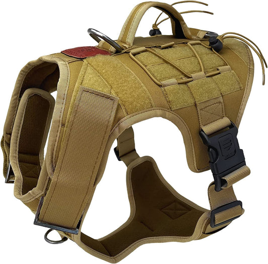 Albcorp Tactical Dog Vest Harness – Military MOLLE Modular System - No-Pull Service Dog Vest, Front Leash Clip, Hook & Loop Panels, Padded Handle, for Medium, Large Dogs - Coyote Brown, Extra Large Animals & Pet Supplies > Pet Supplies > Dog Supplies > Dog Apparel Albcorp Coyote Brown M (Chest:24.4"-31";Neck:15.5”-21”) 