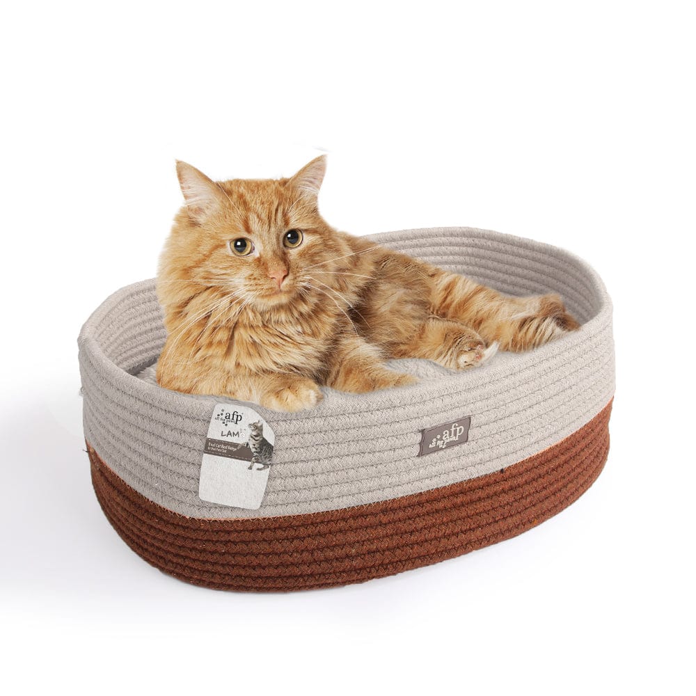 All for Paws Oval Cat Bed with Special Weaving Design, Super Soft Durable Pet Bed with Firm Breathable Cotton
