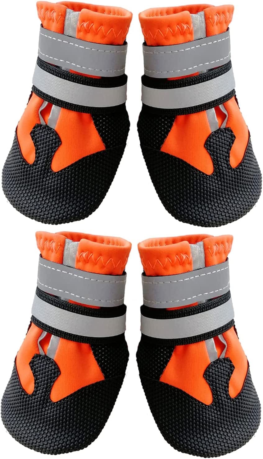 AMOMYDOG Dog Shoes, Set of 4 Waterproof Dog Boots, Dog Shoes with Reflective Straps and Non-Slip Sole for Dog Paw Protection (S, Orange) Animals & Pet Supplies > Pet Supplies > Dog Supplies > Dog Apparel AMOMYDOG   