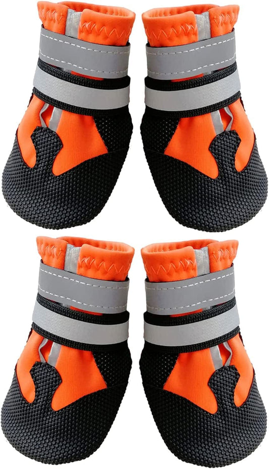 AMOMYDOG Dog Shoes, Set of 4 Waterproof Dog Boots, Dog Shoes with Reflective Straps and Non-Slip Sole for Dog Paw Protection (S, Orange) Animals & Pet Supplies > Pet Supplies > Dog Supplies > Dog Apparel AMOMYDOG   