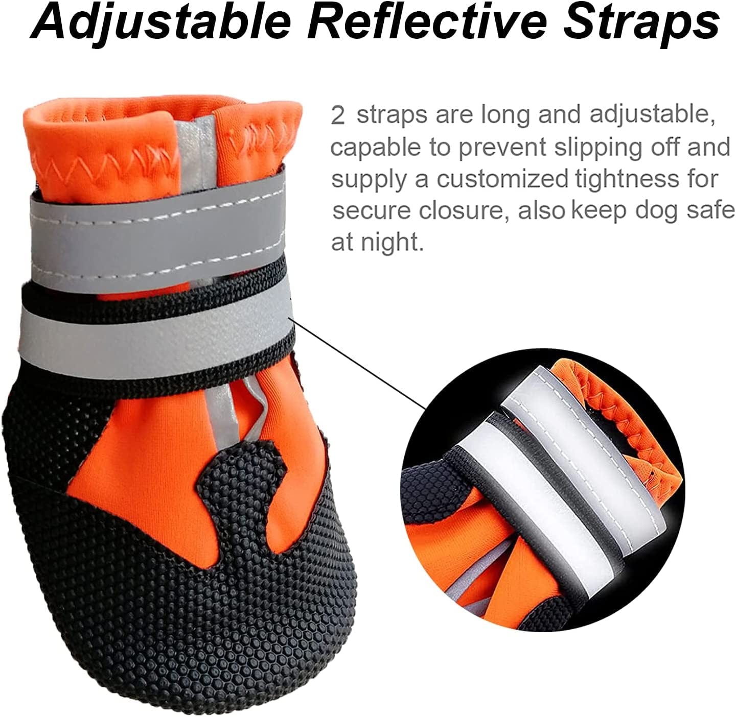AMOMYDOG Dog Shoes, Set of 4 Waterproof Dog Boots, Dog Shoes with Reflective Straps and Non-Slip Sole for Dog Paw Protection (S, Orange) Animals & Pet Supplies > Pet Supplies > Dog Supplies > Dog Apparel AMOMYDOG   