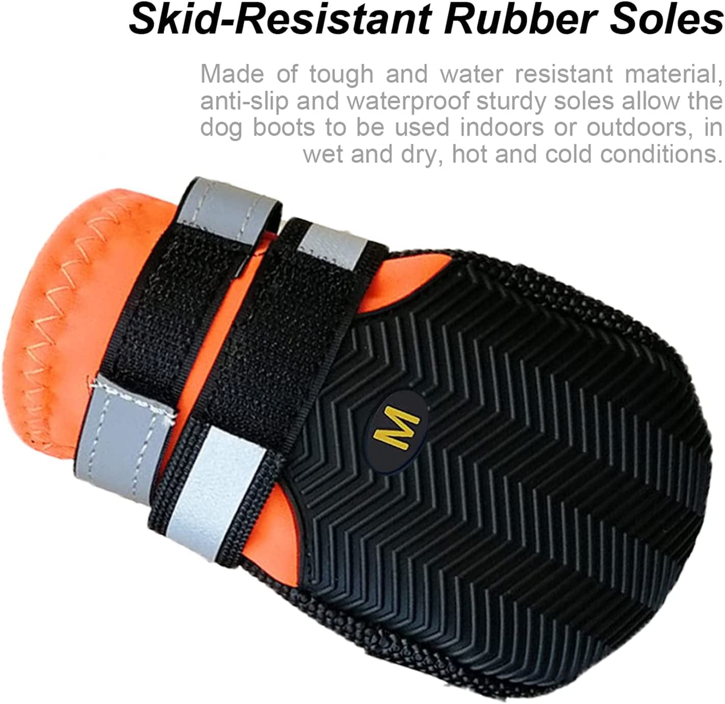 AMOMYDOG Dog Shoes, Set of 4 Waterproof Dog Boots, Dog Shoes with Reflective Straps and Non-Slip Sole for Dog Paw Protection (S, Orange) Animals & Pet Supplies > Pet Supplies > Dog Supplies > Dog Apparel AMOMYDOG   