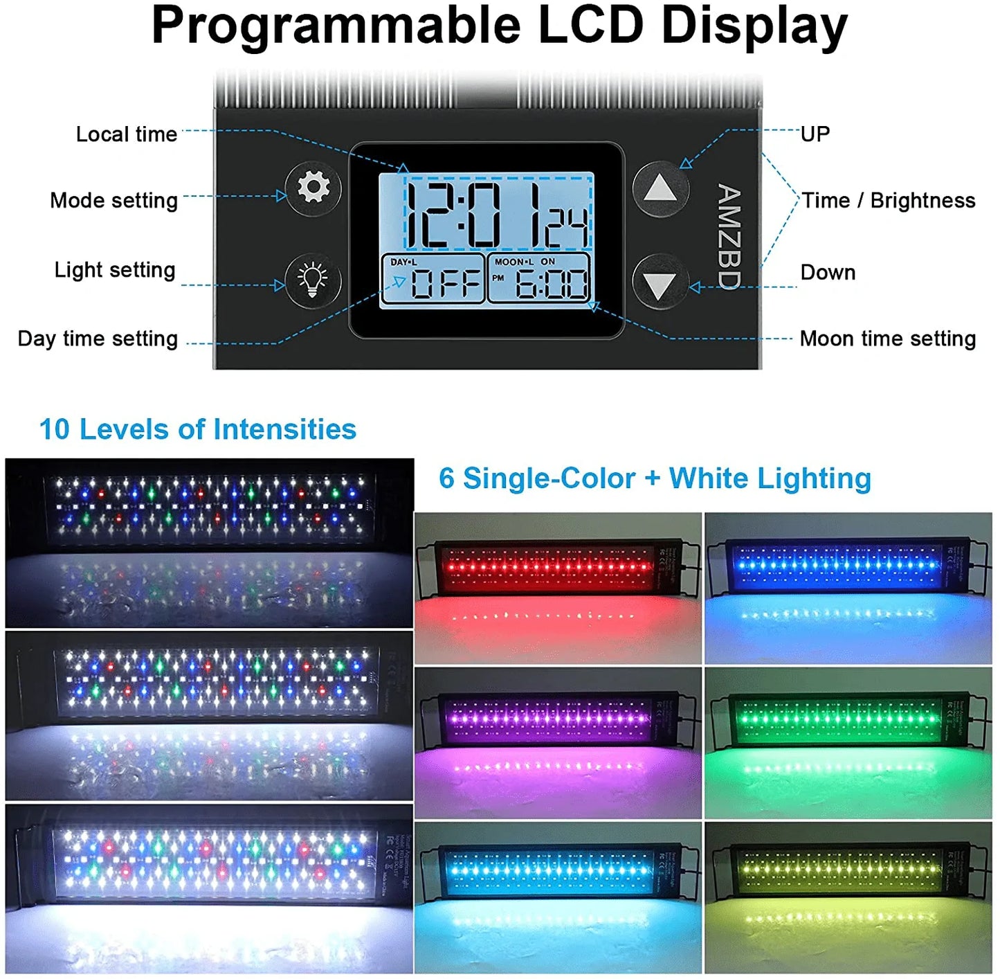 AMZBD Aquarium Light, LED Aquarium Lights for Fish Tank or Plants Tank