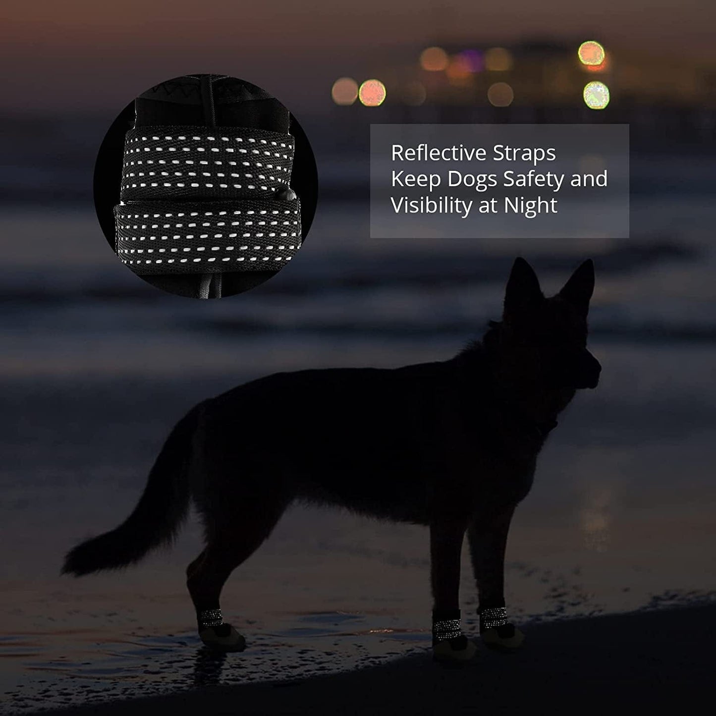 Anti-Slip Dog Snow Boots Waterproof Dog Shoes for Small Medium Large Dogs with Reflective Straps Pet Dog Boots for Hiking.4Pcs Soft Breathable Paw Protectors for Dogs Outdoor Night Use Animals & Pet Supplies > Pet Supplies > Dog Supplies > Dog Apparel MUSIMC   