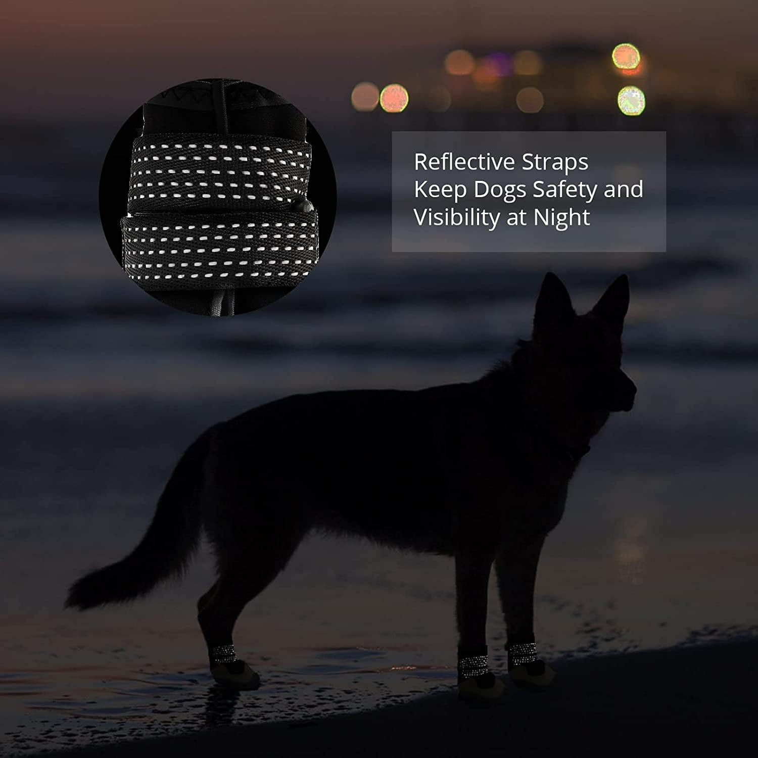 Anti-Slip Dog Snow Boots Waterproof Dog Shoes for Small Medium Large Dogs with Reflective Straps Pet Dog Boots for Hiking.4Pcs Soft Breathable Paw Protectors for Dogs Outdoor Night Use Animals & Pet Supplies > Pet Supplies > Dog Supplies > Dog Apparel MUSIMC   