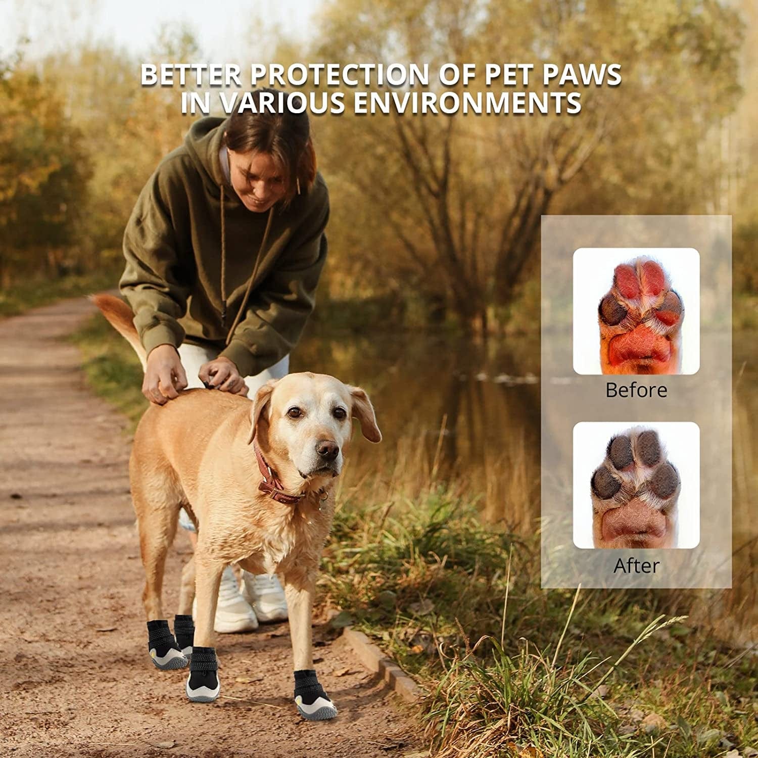 Anti-Slip Dog Snow Boots Waterproof Dog Shoes for Small Medium Large Dogs with Reflective Straps Pet Dog Boots for Hiking.4Pcs Soft Breathable Paw Protectors for Dogs Outdoor Night Use Animals & Pet Supplies > Pet Supplies > Dog Supplies > Dog Apparel MUSIMC   