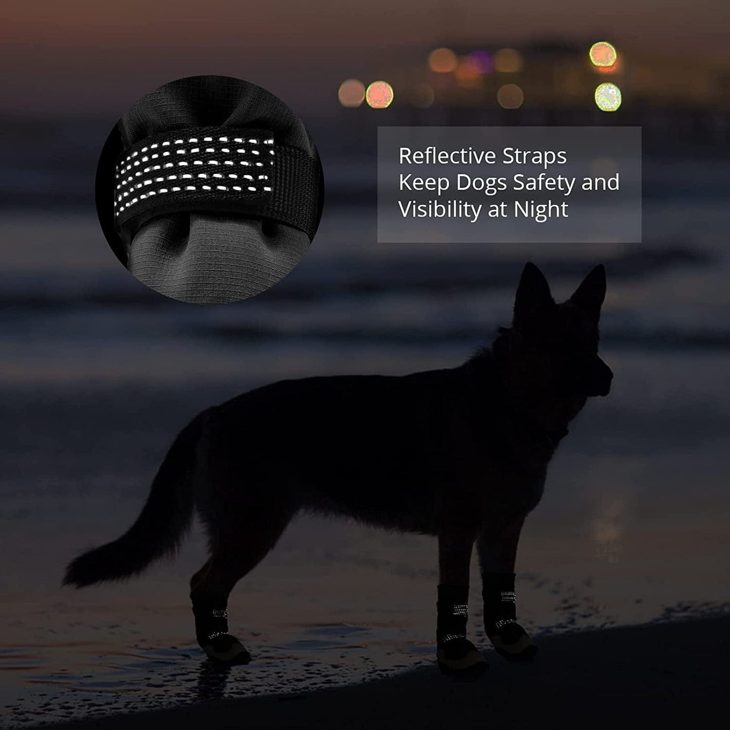 Anti-Slip Dog Snow Boots Waterproof Dog Shoes for Small Medium Large Dogs with Reflective Straps Pet Dog Boots for Hiking.4Pcs Soft Breathable Paw Protectors for Dogs Outdoor Night Use Animals & Pet Supplies > Pet Supplies > Dog Supplies > Dog Apparel MUSIMC   