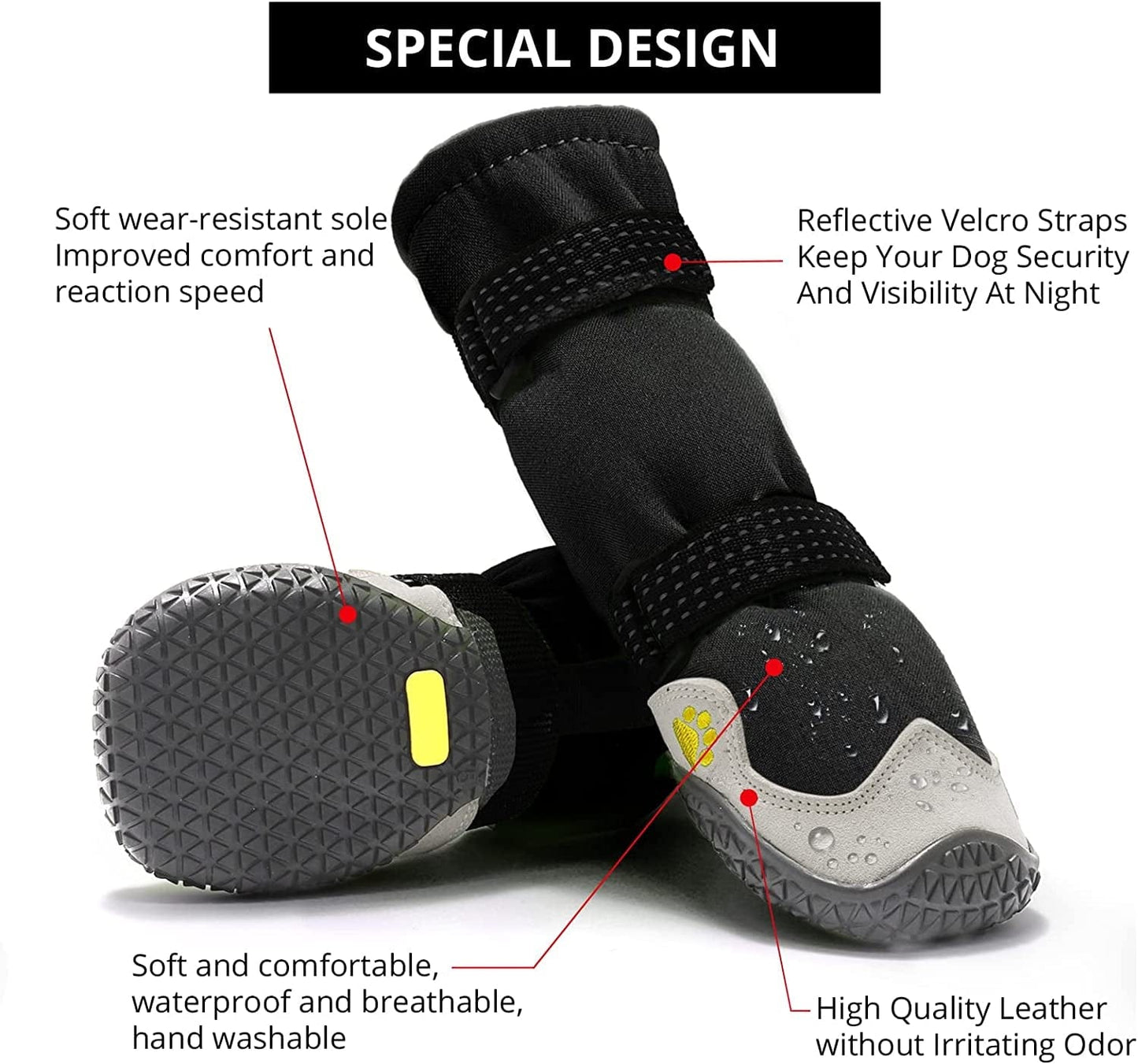 Anti-Slip Dog Snow Boots Waterproof Dog Shoes for Small Medium Large Dogs with Reflective Straps Pet Dog Boots for Hiking.4Pcs Soft Breathable Paw Protectors for Dogs Outdoor Night Use Animals & Pet Supplies > Pet Supplies > Dog Supplies > Dog Apparel MUSIMC   