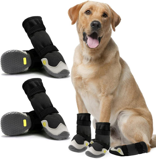 Anti-Slip Dog Snow Boots Waterproof Dog Shoes for Small Medium Large Dogs with Reflective Straps Pet Dog Boots for Hiking.4Pcs Soft Breathable Paw Protectors for Dogs Outdoor Night Use Animals & Pet Supplies > Pet Supplies > Dog Supplies > Dog Apparel MUSIMC Black gray Size 3 :2.36''x1.96''(L*W) 