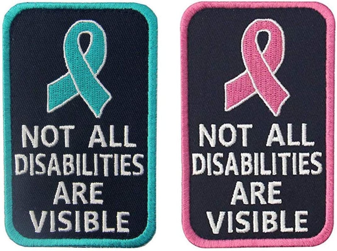 Antrix 2 Pcs Service Dog Not All Disabilities Are Visible Hook & Loop Emblem Badge Patch for Medium and Large Dog Vests/Harnesses Animals & Pet Supplies > Pet Supplies > Dog Supplies > Dog Apparel Antrix 2 Pcs  