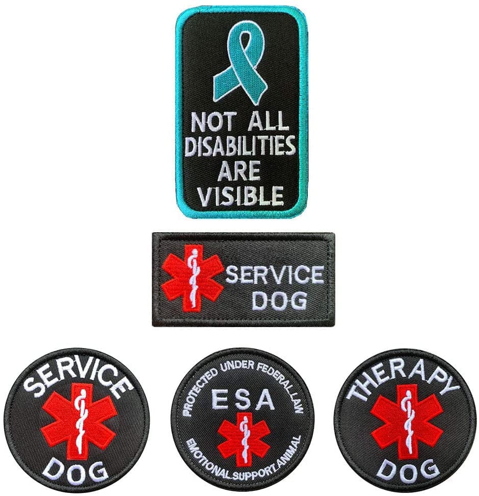 Antrix 2 Pcs Service Dog Not All Disabilities Are Visible Hook & Loop Emblem Badge Patch for Medium and Large Dog Vests/Harnesses Animals & Pet Supplies > Pet Supplies > Dog Supplies > Dog Apparel Antrix 5 Pcs  