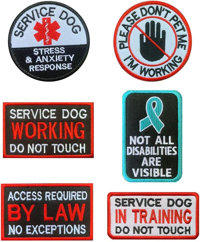 Antrix 6 Pcs Service Dog in Training Working Do Not Touch Pet Stress & Anxiety Response Access Required by Law Hook & Loop Service Dog Patch for Medium and Large Dogs Vests/Harness -Red Animals & Pet Supplies > Pet Supplies > Dog Supplies > Dog Apparel Antrix Red  