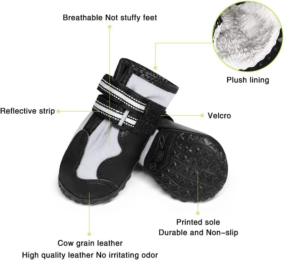 ANZOME Dog Shoes for Large Dogs，Dog Boots with Reflective Strip Rugged Tough Rubber Sole Black 4PCS Animals & Pet Supplies > Pet Supplies > Dog Supplies > Dog Apparel ANZOME   