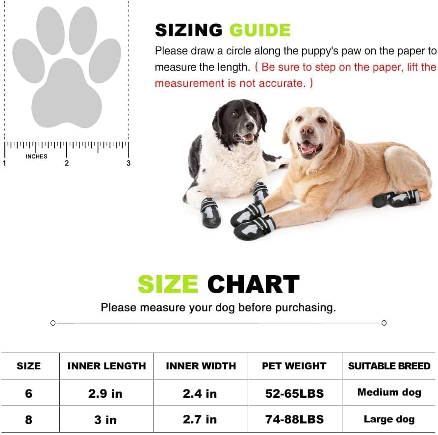 ANZOME Dog Shoes for Large Dogs，Dog Boots with Reflective Strip Rugged Tough Rubber Sole Black 4PCS Animals & Pet Supplies > Pet Supplies > Dog Supplies > Dog Apparel ANZOME   