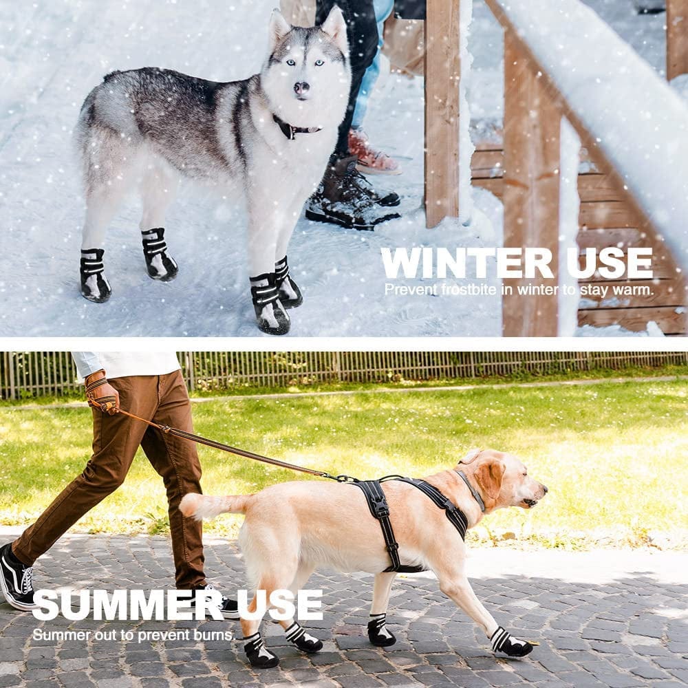 ANZOME Dog Shoes for Large Dogs，Dog Boots with Reflective Strip Rugged Tough Rubber Sole Black 4PCS Animals & Pet Supplies > Pet Supplies > Dog Supplies > Dog Apparel ANZOME   