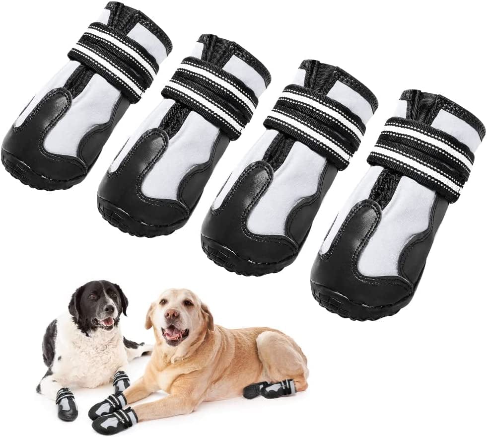 ANZOME Dog Shoes for Large Dogs，Dog Boots with Reflective Strip Rugged Tough Rubber Sole Black 4PCS Animals & Pet Supplies > Pet Supplies > Dog Supplies > Dog Apparel ANZOME Medium  